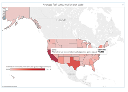Figure 3: View A of our prototype used in the user research survey. Choropleths offer an easily understood presentation of the data, and this prototype ranked highly for understandability and utility.